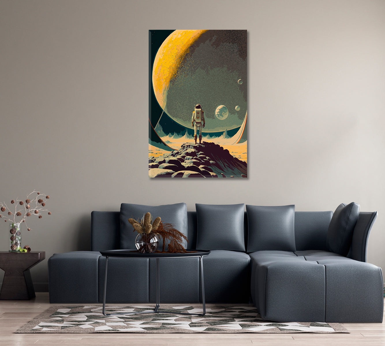Astronaut and Moon Canvas Print-Canvas Print-CetArt-1 panel-16x24 inches-CetArt
