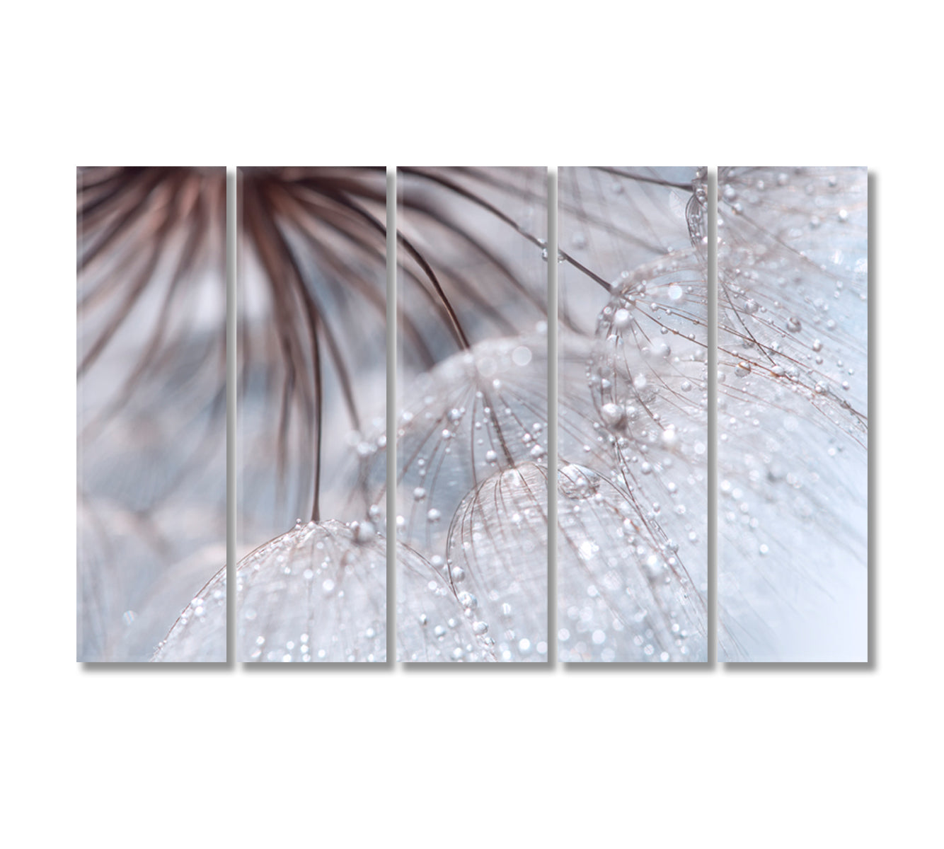 Dandelion with Drops Modern Wall Art-Canvas Print-CetArt-5 Panels-36x24 inches-CetArt