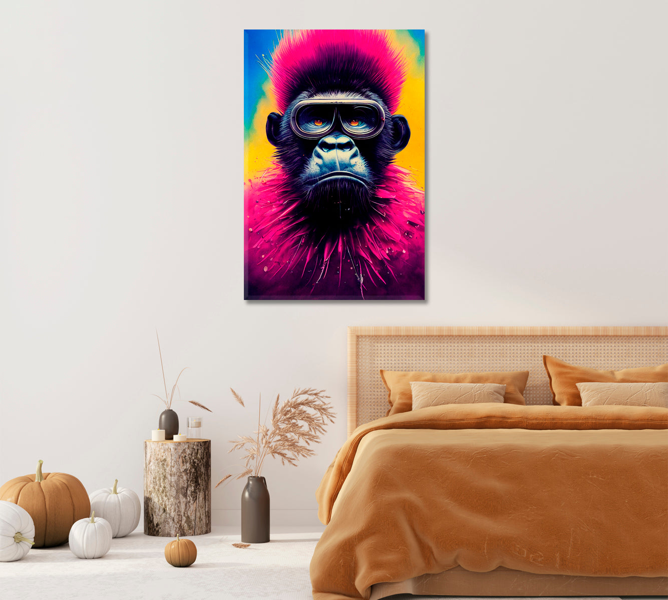 Hipster Monkey Colorful Canvas Wall Decor-Canvas Print-CetArt-1 panel-16x24 inches-CetArt