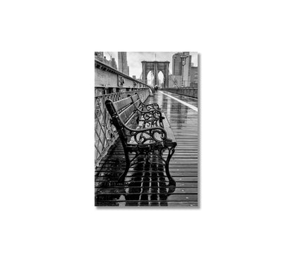 Brooklyn Bridge NY Black White Art Print-Canvas Print-CetArt-1 panel-16x24 inches-CetArt