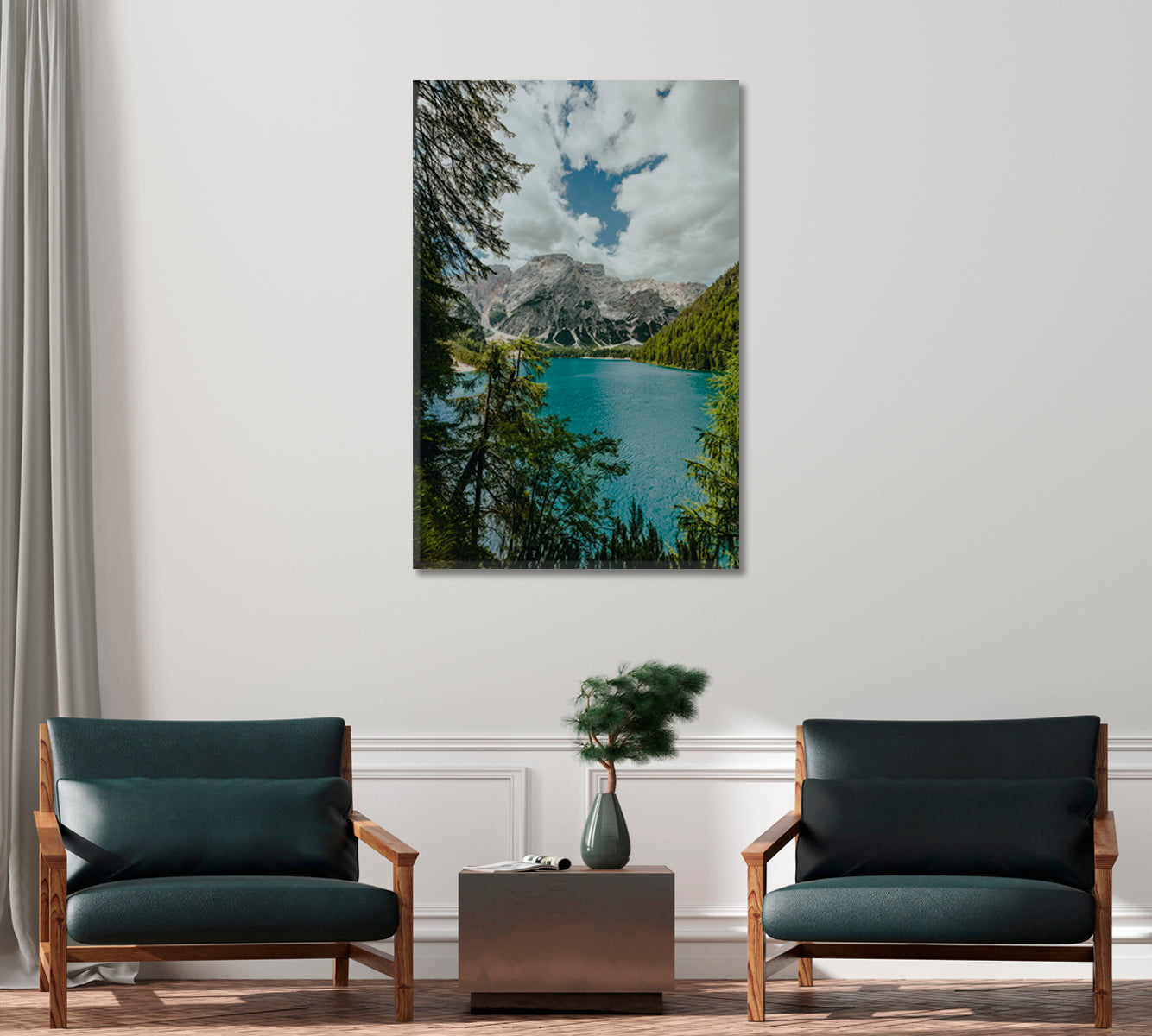 Lake Braies Dolomites Alps Canvas Print-Canvas Print-CetArt-1 panel-16x24 inches-CetArt