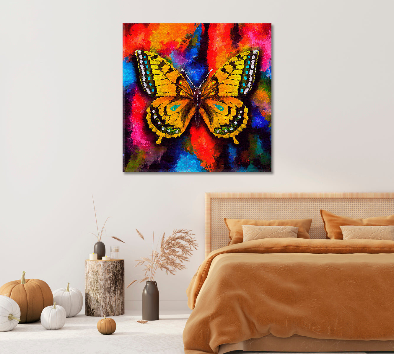 Multicolor Vintage Butterfly Modern Wall Art-Canvas Print-CetArt-1 panel-12x12 inches-CetArt