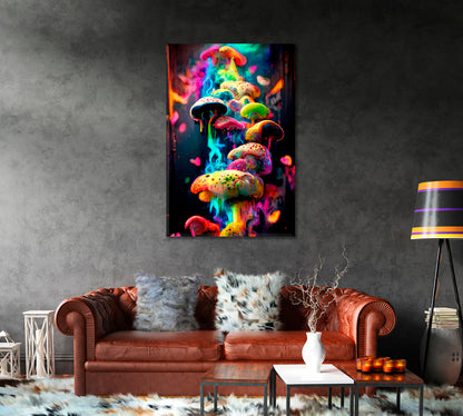 Abstract Multicolor Mushroom Wall Decor Canvas-Canvas Print-CetArt-1 panel-16x24 inches-CetArt