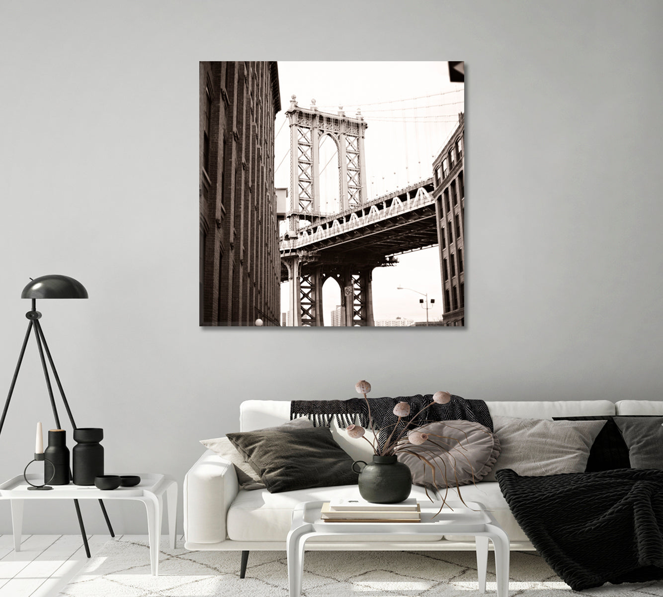 New York City Black White Art Canvas-Canvas Print-CetArt-1 panel-12x12 inches-CetArt