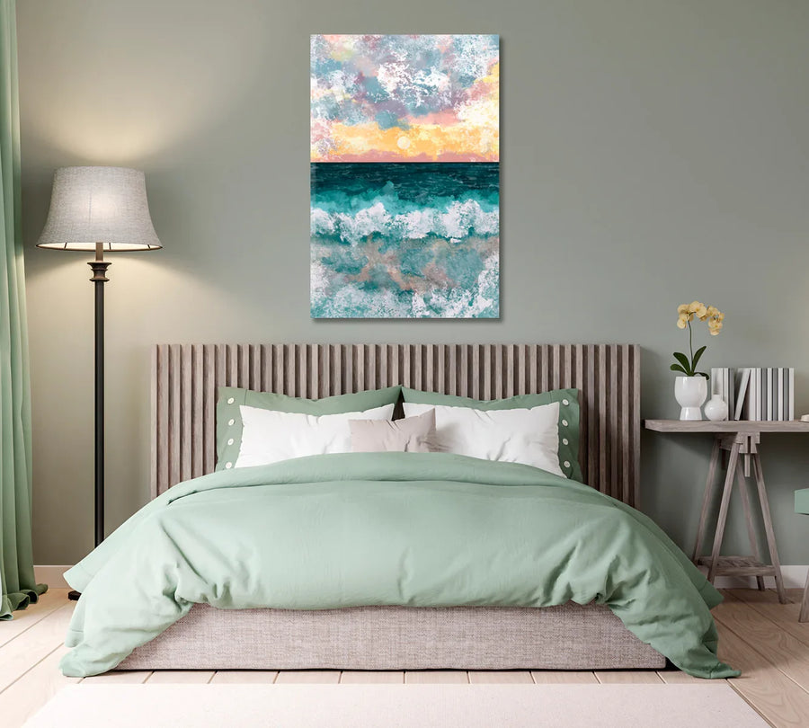 Abstract sea waves in layered blues