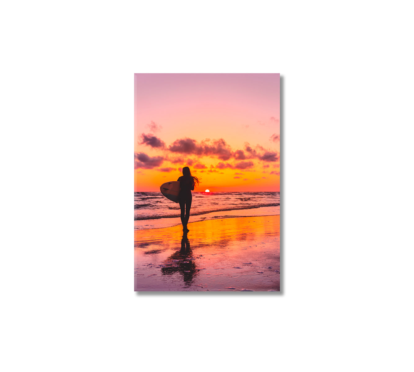 Surfer Girl Silhouette Canvas Wall Art-Canvas Print-CetArt-1 panel-16x24 inches-CetArt