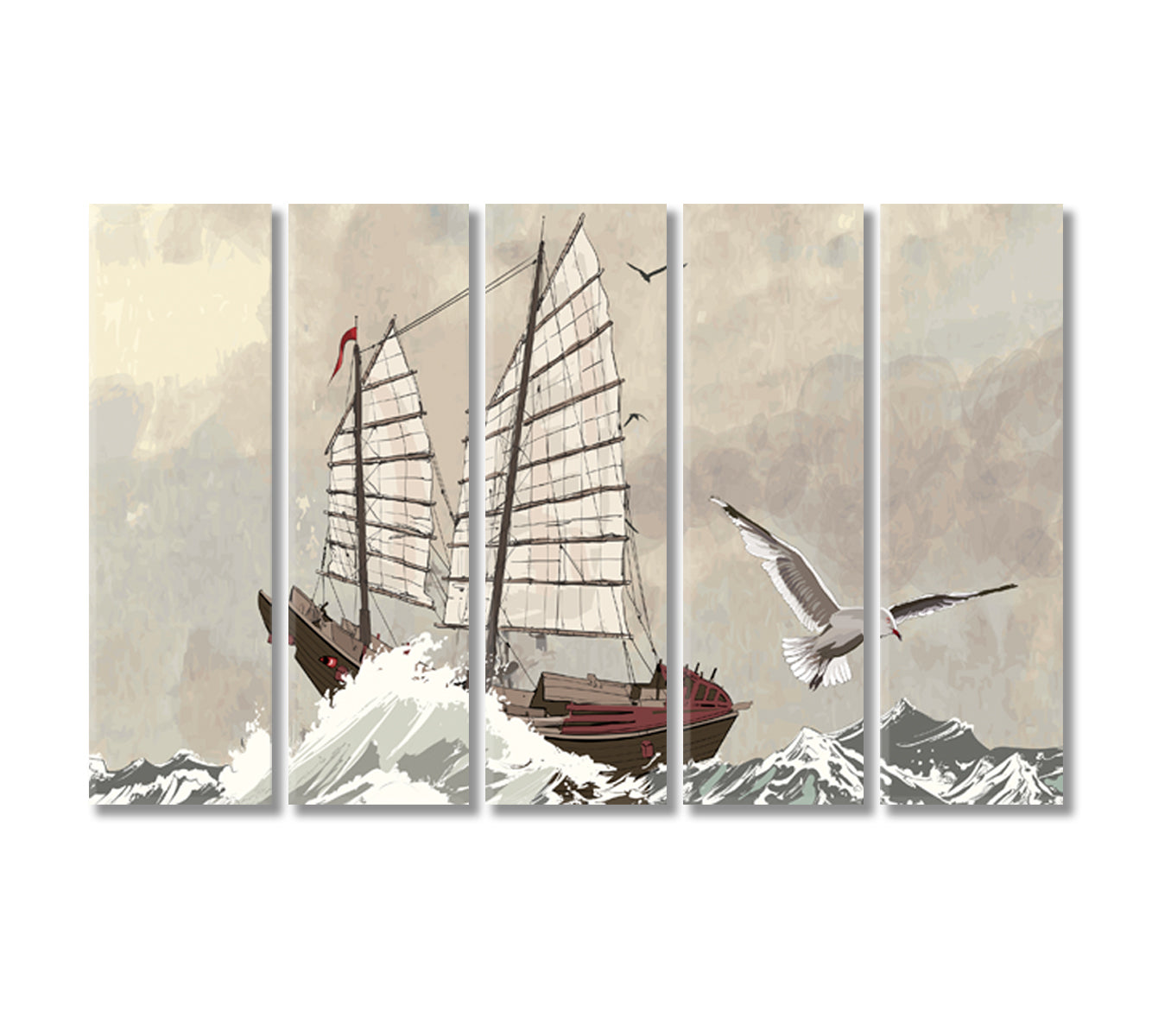 Old Sailing Ship Canvas Interior Design-Canvas Print-CetArt-5 Panels-36x24 inches-CetArt