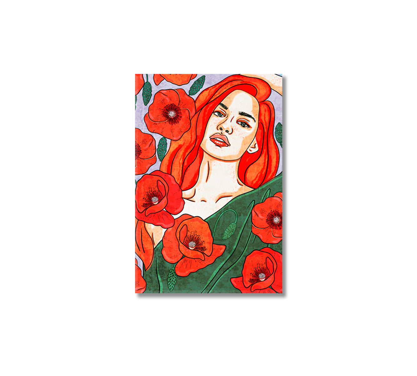 Woman with Poppy Flowers Art Canvas-Canvas Print-CetArt-1 panel-16x24 inches-CetArt