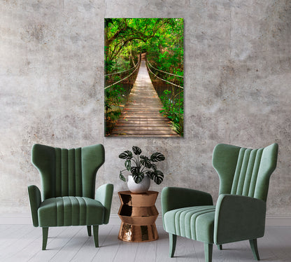 Bridge in Jungle Giclee Art Decor-Canvas Print-CetArt-1 panel-16x24 inches-CetArt