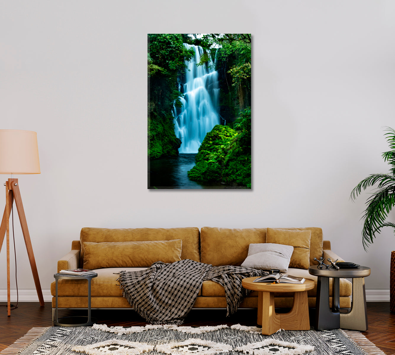 Rainforest Waterfall Canvas Art For Home-Canvas Print-CetArt-1 panel-16x24 inches-CetArt