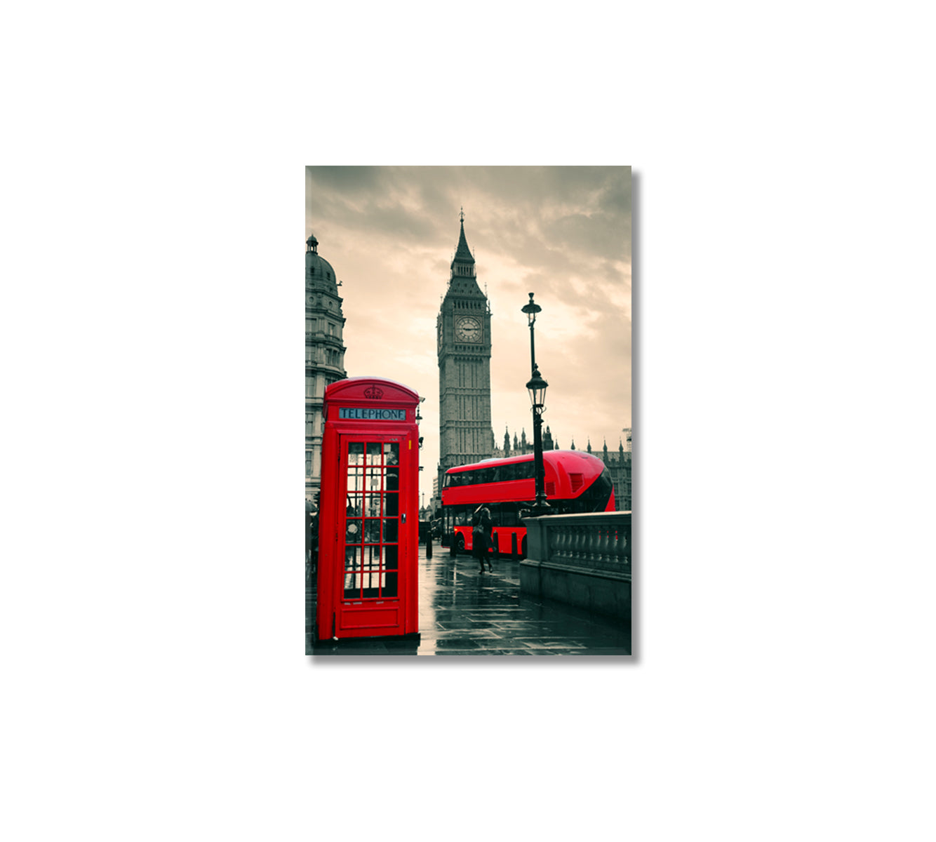London Red Telephone Box Art Print-Canvas Print-CetArt-1 panel-16x24 inches-CetArt