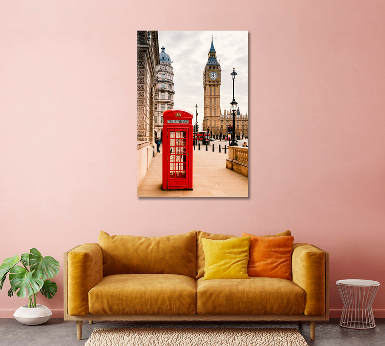 London Red Telephone Booth Wall Art-Canvas Print-CetArt-1 panel-16x24 inches-CetArt