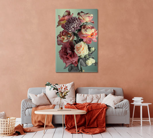 Red and Pink Roses Art For Home-Canvas Print-CetArt-1 panel-16x24 inches-CetArt