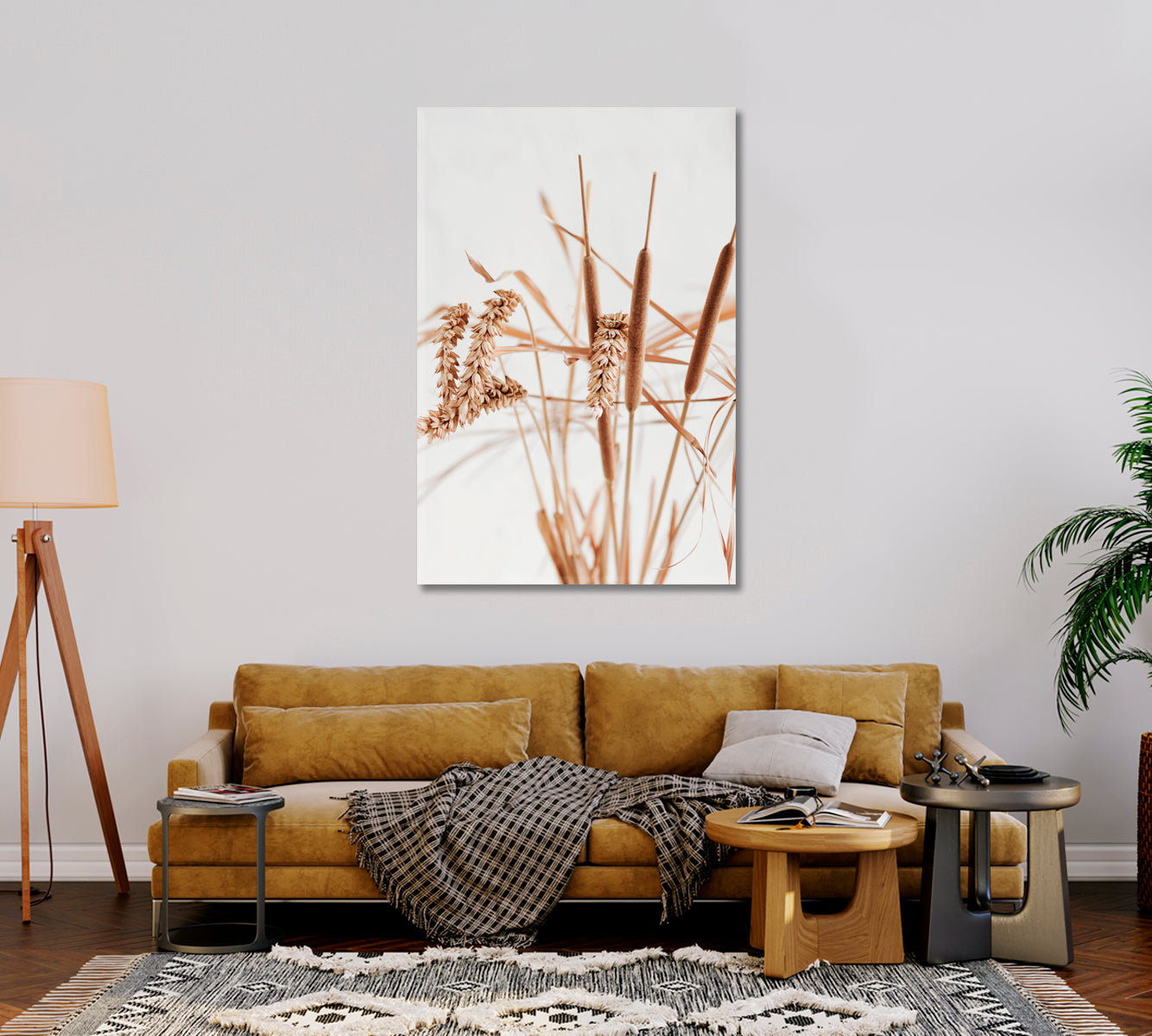 Dry Beige Reeds Giclee Art Decor-Canvas Print-CetArt-1 panel-16x24 inches-CetArt