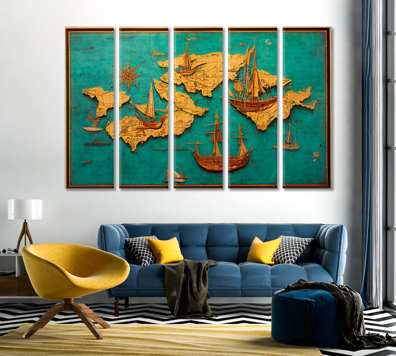 Vintage Map Canvas for Wall Decoration-Canvas Print-CetArt-1 Panel-24x16 inches-CetArt