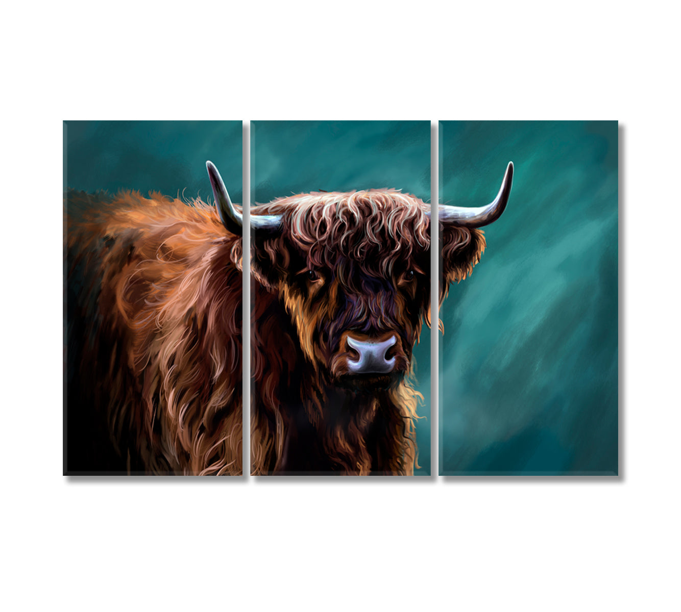 Highland Cow Art Print For Home-Canvas Print-CetArt-3 Panels-36x24 inches-CetArt