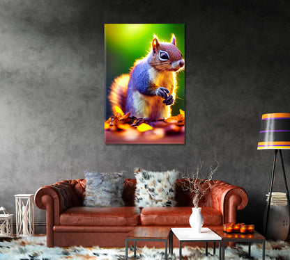 Squirrel in Autumn Forest Wall Decor-Canvas Print-CetArt-1 panel-16x24 inches-CetArt