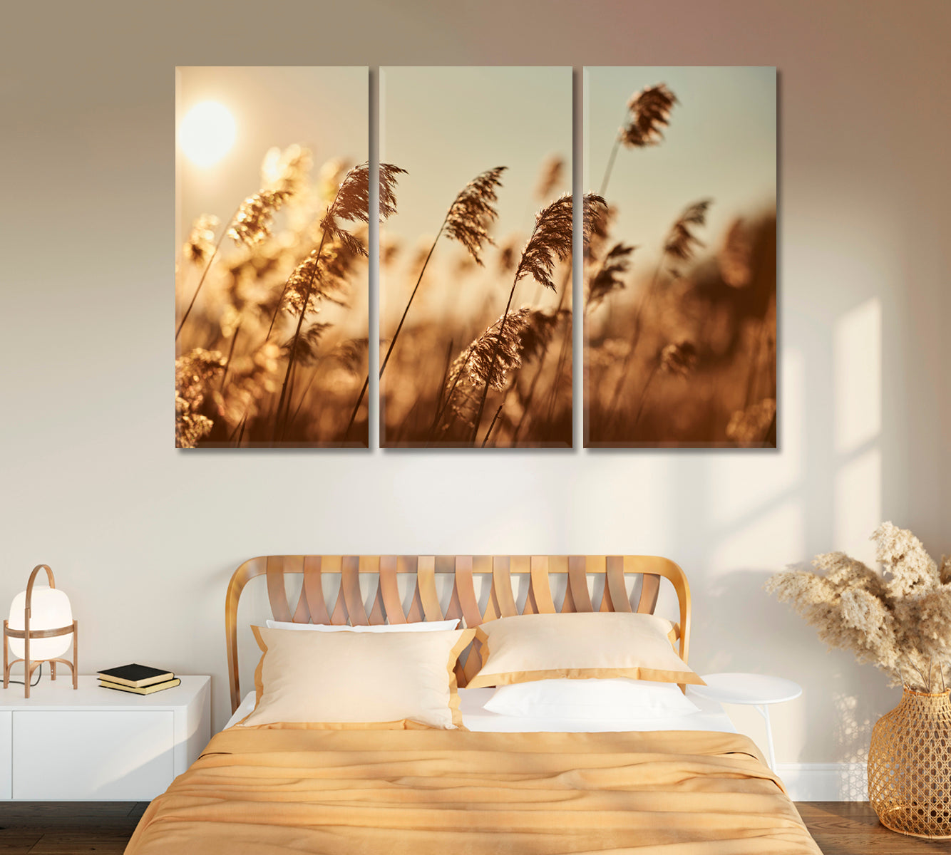 Reeds in Sun Rays Canvas Print-Canvas Print-CetArt-1 Panel-24x16 inches-CetArt