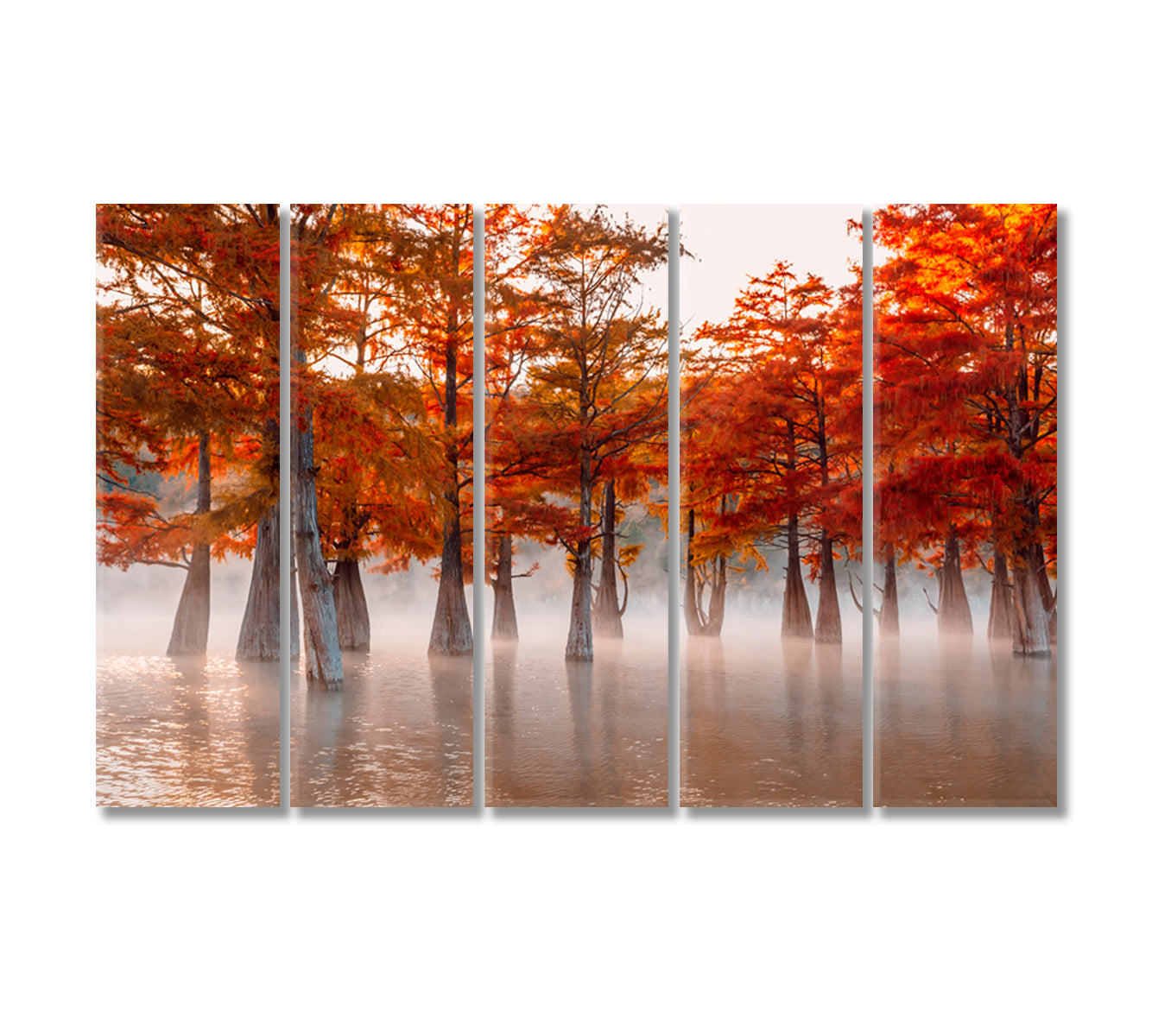 Swamp Cypresses on Lake Canvas Print-Canvas Print-CetArt-5 Panels-36x24 inches-CetArt