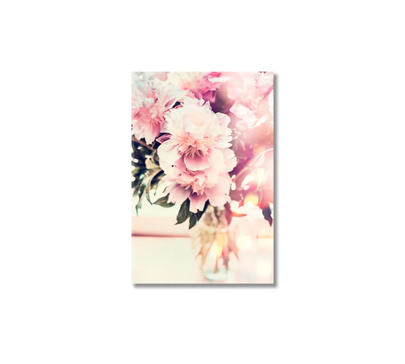 Shabby chic peony canvas print with soft light
