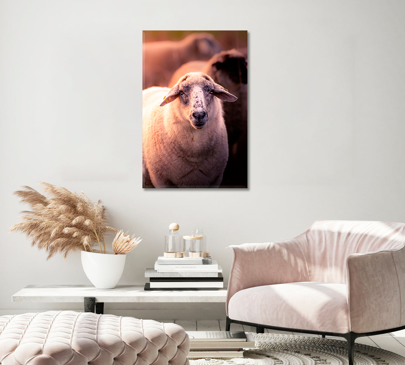 Sheep Portrait Canvas Interior Design-Canvas Print-CetArt-1 panel-16x24 inches-CetArt