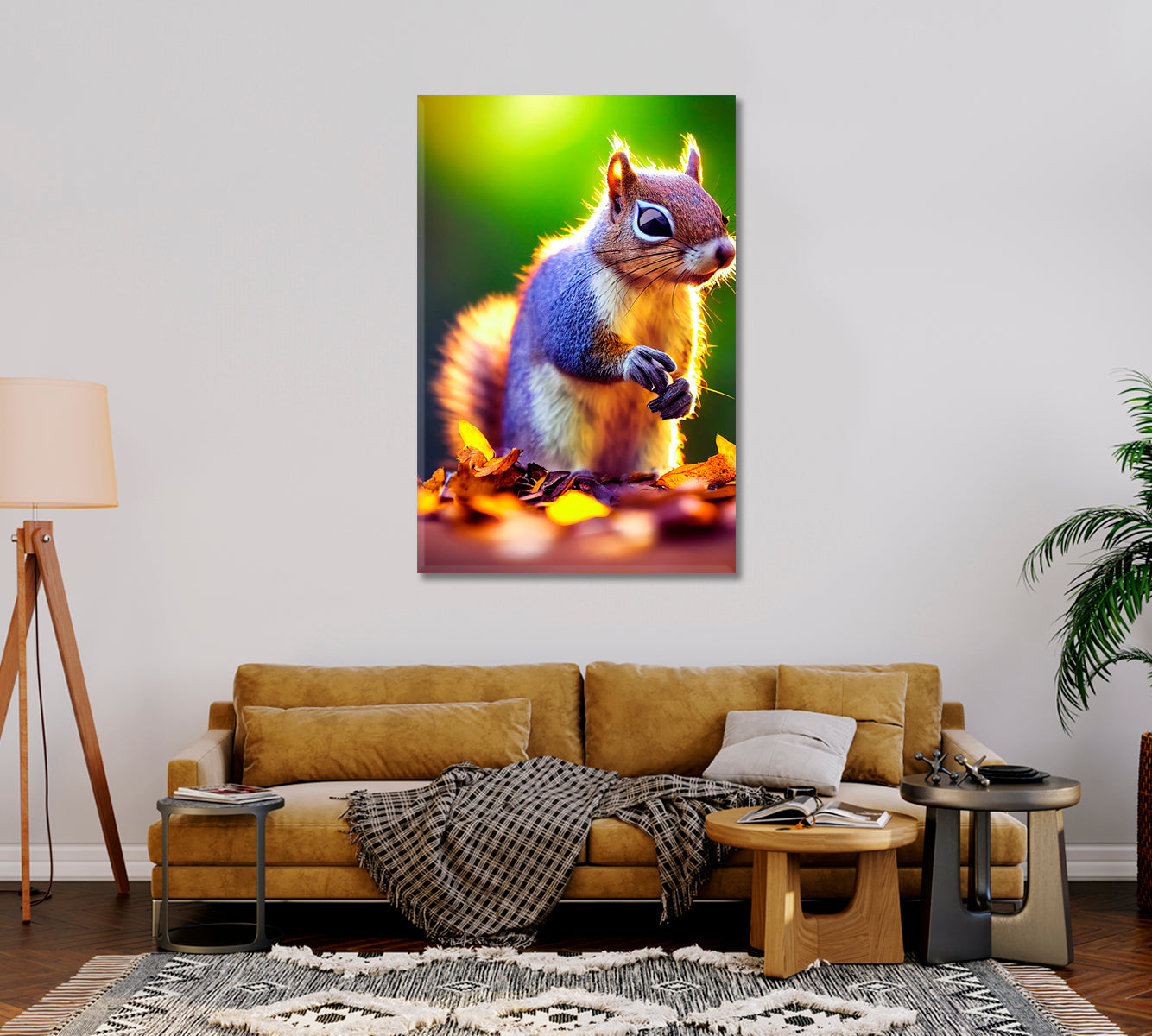 Squirrel in Autumn Forest Wall Decor-Canvas Print-CetArt-1 panel-16x24 inches-CetArt