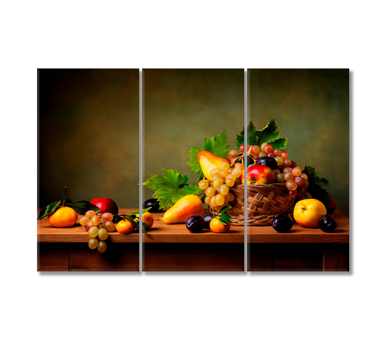 Still Life with Fruit Art Print-Canvas Print-CetArt-3 Panels-36x24 inches-CetArt