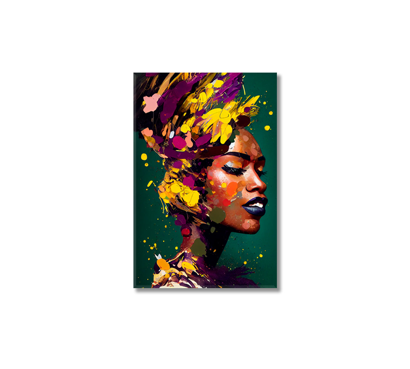 Colorful Woman Portrait Modern Wall Art-Canvas Print-CetArt-1 panel-16x24 inches-CetArt