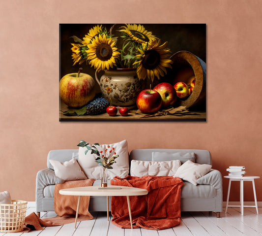 Sunflowers Still Life Art For Home-Canvas Print-CetArt-1 Panel-24x16 inches-CetArt
