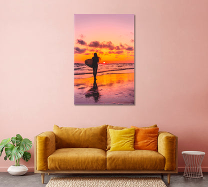 Surfer Girl Silhouette Canvas Wall Art-Canvas Print-CetArt-1 panel-16x24 inches-CetArt