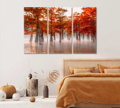 Swamp Cypresses on Lake Canvas Print-Canvas Print-CetArt-1 Panel-24x16 inches-CetArt