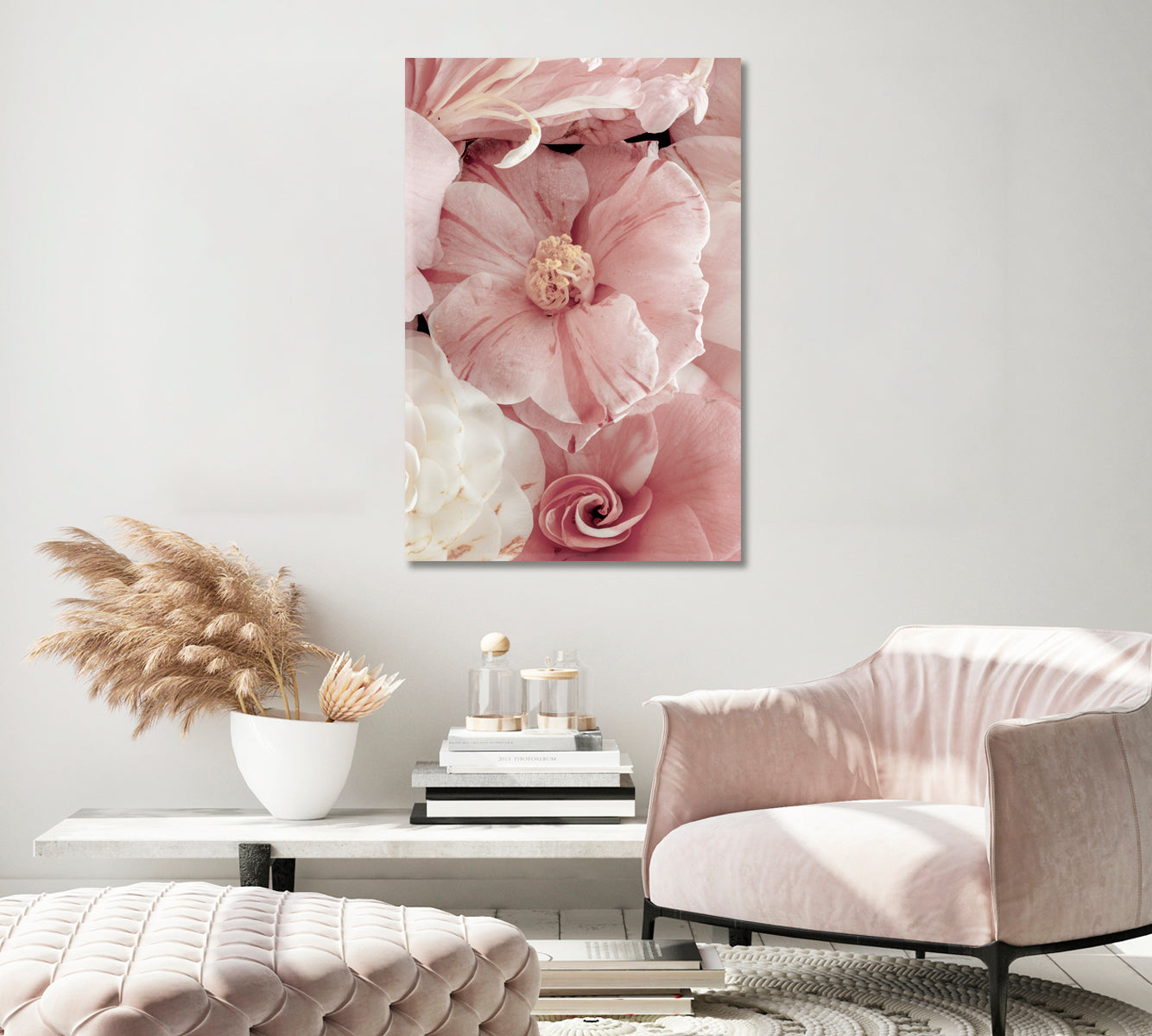 Tender Camellia Flowers Trendy Wall Decor-Canvas Print-CetArt-1 panel-16x24 inches-CetArt