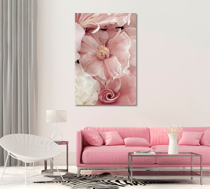 Tender Camellia Flowers Trendy Wall Decor-Canvas Print-CetArt-1 panel-16x24 inches-CetArt