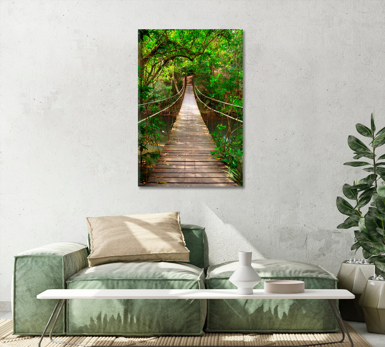 Bridge in Jungle Giclee Art Decor-Canvas Print-CetArt-1 panel-16x24 inches-CetArt