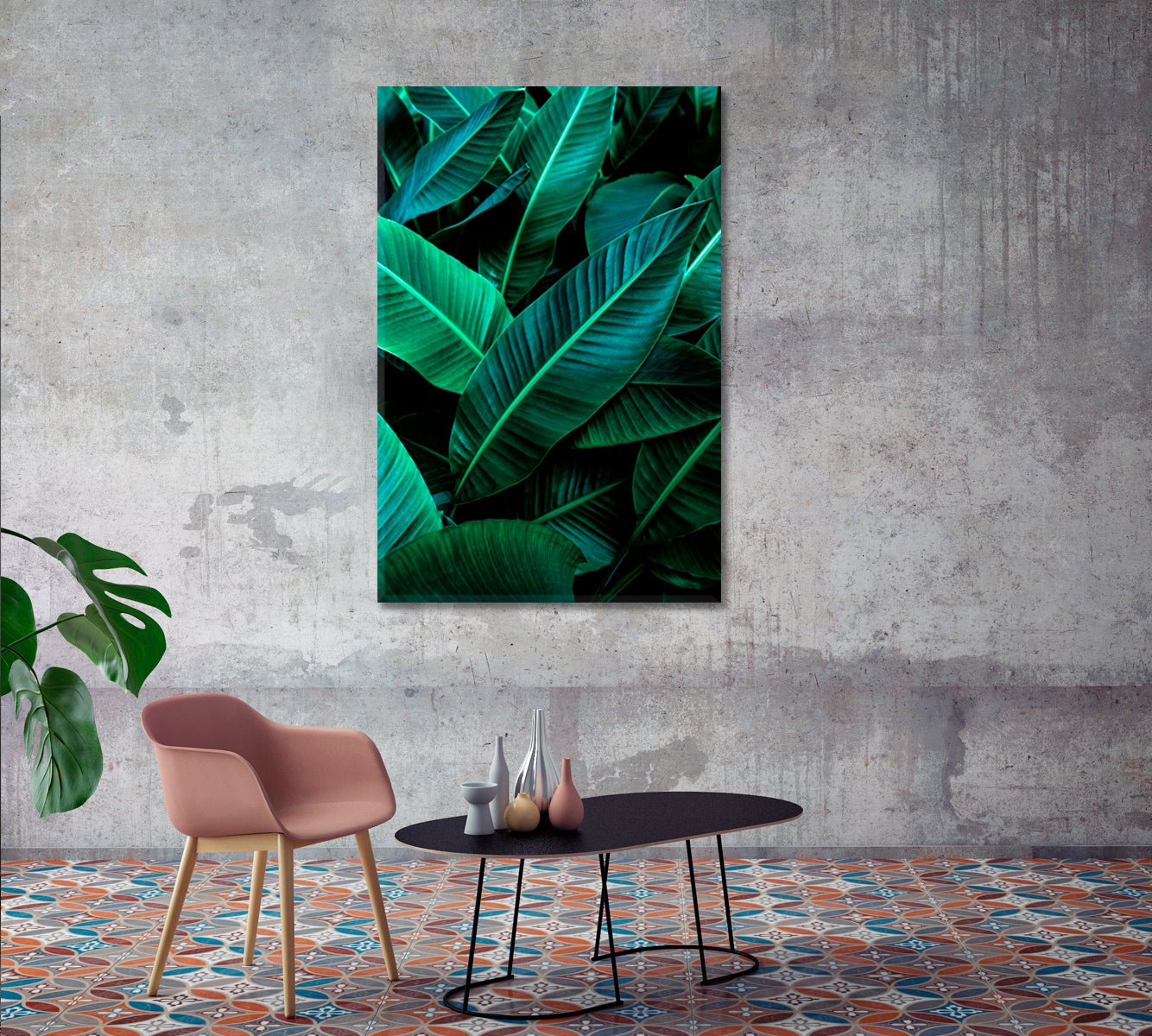 Tropical Banana Leaf Canvas Wall Art-Canvas Print-CetArt-1 panel-16x24 inches-CetArt
