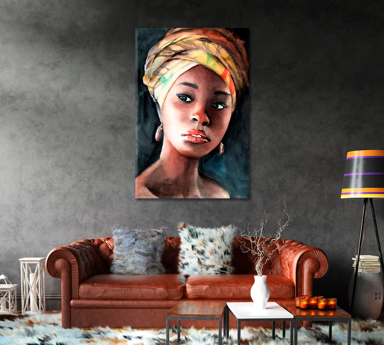 Woman in Turban Bedroom Wall Decor-Canvas Print-CetArt-1 panel-16x24 inches-CetArt