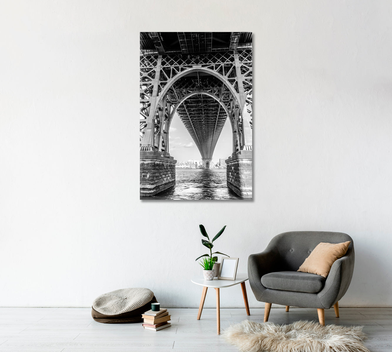 Under Manhattan Bridge Canvas Wall Art-Canvas Print-CetArt-1 panel-16x24 inches-CetArt