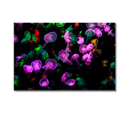 Colorful Jellyfish Underwater Home Wall Art-Canvas Print-CetArt-1 Panel-24x16 inches-CetArt
