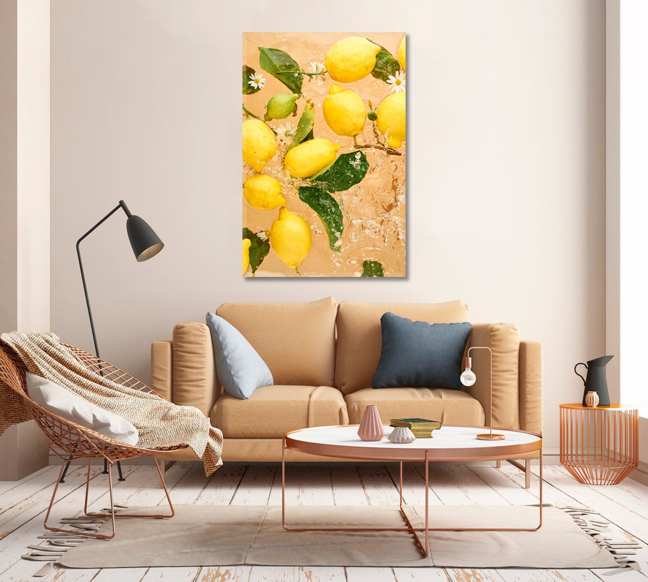 Yellow Ripe Lemons Canvas Art Decor-Canvas Print-CetArt-1 panel-16x24 inches-CetArt