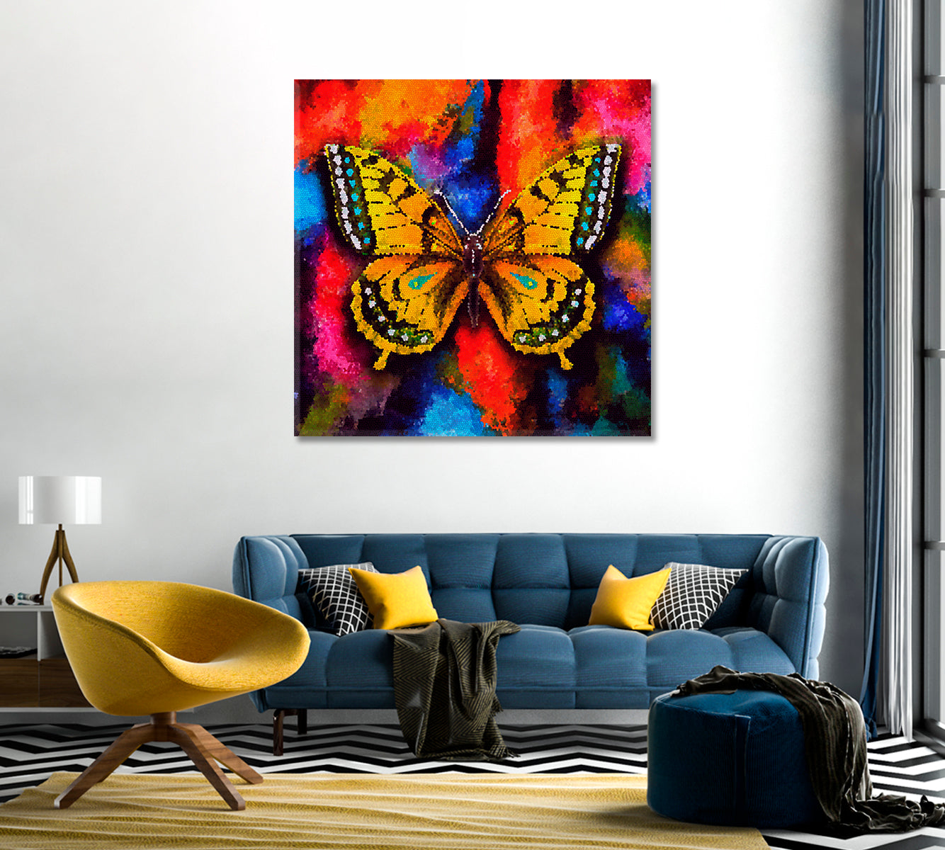 Multicolor Vintage Butterfly Modern Wall Art-Canvas Print-CetArt-1 panel-12x12 inches-CetArt
