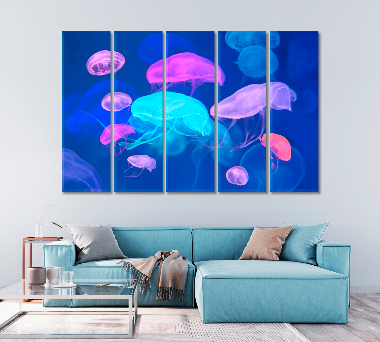 Colorful Jellyfish Canvas Wall Decor-Canvas Print-CetArt-1 Panel-24x16 inches-CetArt
