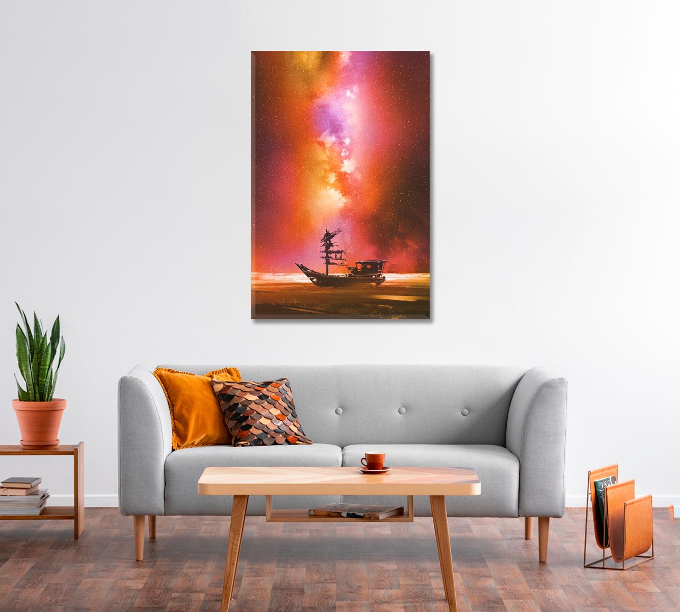 Abandoned Boat Art for Living Room-Canvas Print-CetArt-1 panel-16x24 inches-CetArt