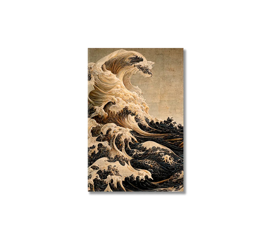 Vintage Sea Storm canvas print with breaking waves