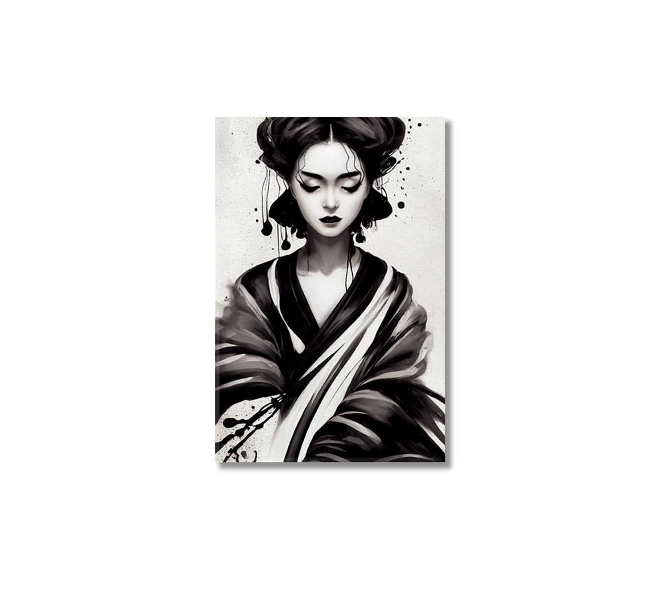 Geisha in Kimono Printing Art On Canvas-Canvas Print-CetArt-1 panel-16x24 inches-CetArt