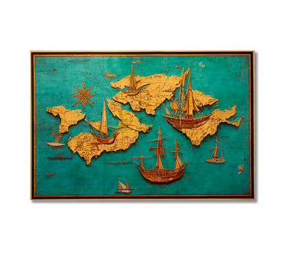 Vintage Map Canvas for Wall Decoration-Canvas Print-CetArt-1 Panel-24x16 inches-CetArt