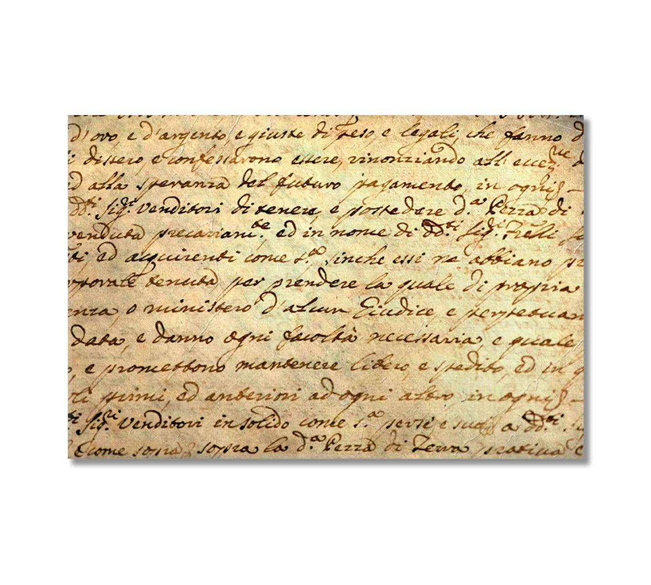 Old manuscript canvas print—sepia script for study or library styling