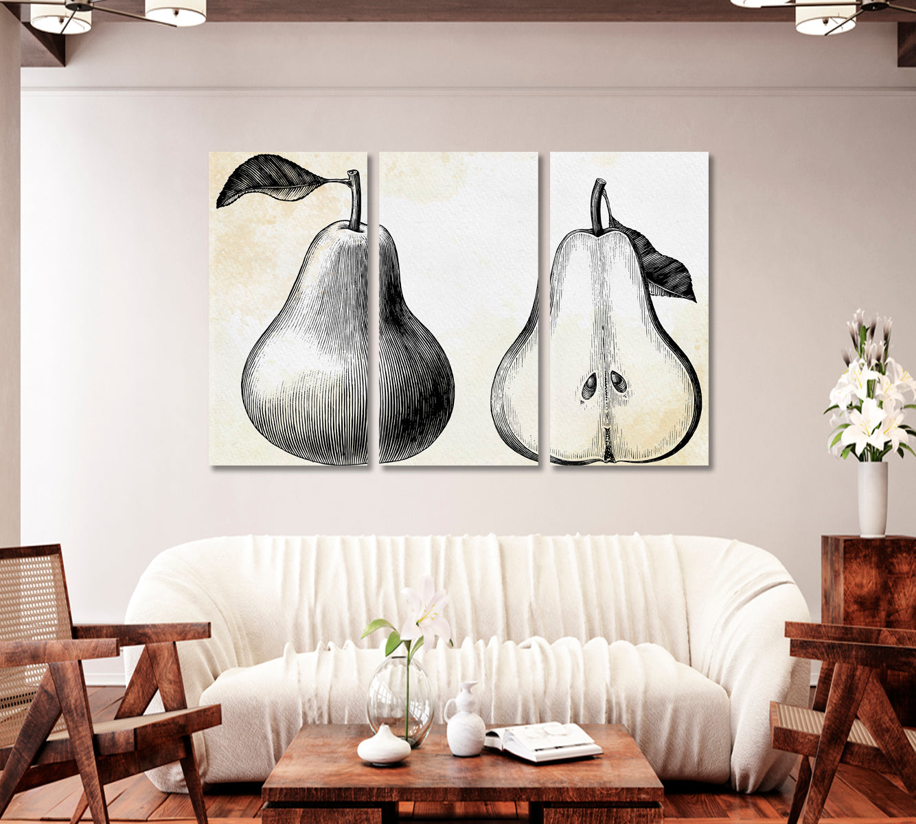 Pear Vintage Canvas Wall Art-Canvas Print-CetArt-1 Panel-24x16 inches-CetArt