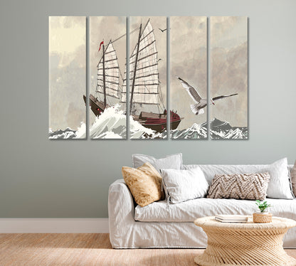Old Sailing Ship Canvas Interior Design-Canvas Print-CetArt-1 Panel-24x16 inches-CetArt