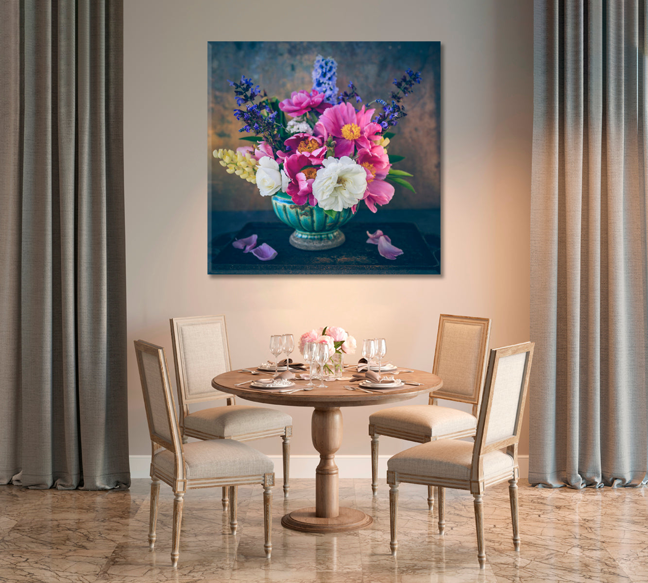 Beautiful Still Life Bouquet Wall Art-Canvas Print-CetArt-1 panel-12x12 inches-CetArt