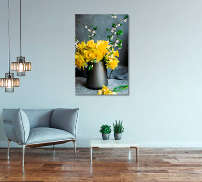 Yellow Daffodils Canvas Home Wall Art-Canvas Print-CetArt-1 panel-16x24 inches-CetArt